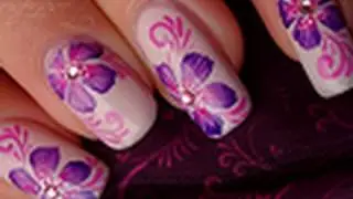 Nail art one stroke fleurs du japon
