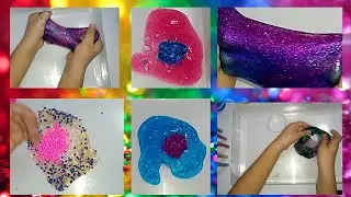 Satisfying slime video| glitter slime mixing| crunch slime