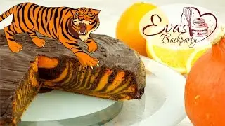 Tiger-Kuchen, Kürbis-Kuchen mit Schokolade und Orange, Halloween, Backen mit  EvasBackparty