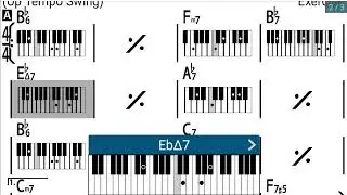 Jazz Up Tempo Swing 100bpm Bb major Piano chord training drums bass Track