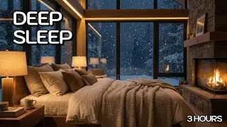 Deep Sleep Music ❄️ Winter Night Bedroom with Fireplace (3 Hours)