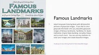 Famous Landmarks Adult Greyscale Coloring Book Flip Thru Video