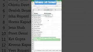 Advance Left Formula #shorts #shortvideo #excel #exceltutorial