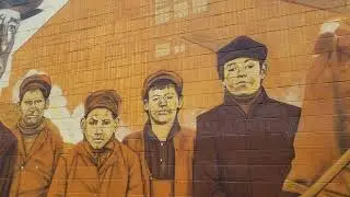 Beautiful Anthracite Coal Mining and Industrial Mural Located in Downtown Pittston, Pennsylvania.