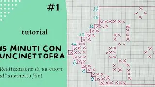 💗15 minuti con Uncinettofra💗: merletto all'uncinetto filet cuore rosa (giri 1-5)