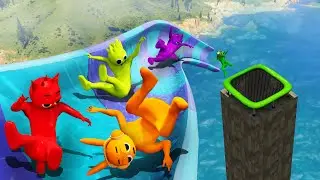 GTA 5 Incredibox Sprunki Crew Ultimate Watersliding and Trampoline Ragdoll Jumping
