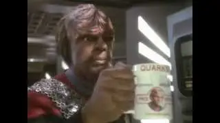 Worf gets a Quark's mug from the replicator...