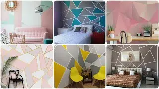 Geometric wall painting design ideas|| Geometric wall art design ||Geometric pattern wall paint