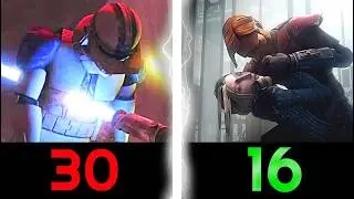 how many DEATHS are in EACH Clone Wars season?