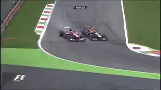 2013 Italian GP - Fernando Alonso overtakes Mark Webber for P3