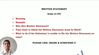 Written Statement CPC | Order 8 CPC | Civil Procedure Code 1908