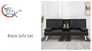 Two Seater Wooden Sofa : Black Sofa Set