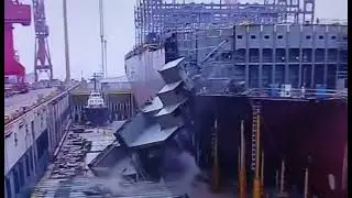 China shipyard Accident erection block crash down