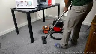 PRODUCTIVE CLEANING ROUTINE HOOVERING THE OFFICE WITH HENRY HOOVER