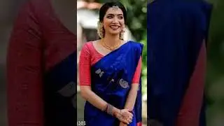 Contrast Blouse With Borderless Silk Saree#saree #blousedesign  #designerblouse