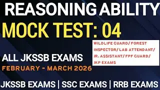 JKSSB ALL EXAMS| REASONING MOCK TEST 4 #reasoning 