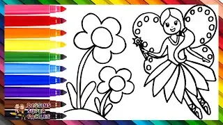 Comment Dessiner une Fée 🧚 Dessiner et Colorier une Fée avec des Fleurs 🌼🌈 Dessins Pour Enfants