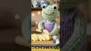 Cute Crochet Doll Making Potato Slice Dish | ASMR | Cooking Satisfactory #viral #shortvideo #cute