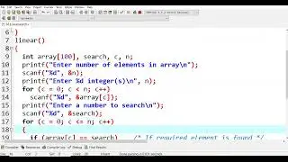 36.C program to implement linear search using functions | C Programming Lab | PPS Lab