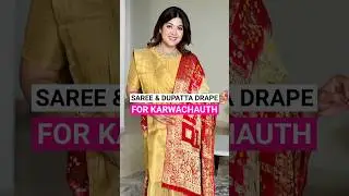 Saree & dupatta drape for karwachauth! #saree #sareewrapping #karwachauth #shorts