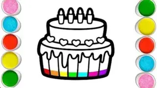 Cake Drawing Easy 🎂🌈💖 Painting & Coloring For Kids and Toddlers_ Kids Art #cake  