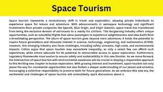 Short Paragraph on Space Tourism