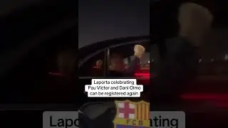 Laporta celebrating wildly because Pau V&iacute;ctor and Dani Olmo can be registered again