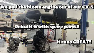 Mazda CX-5 Skyactiv engine rebuild! We make one good engine out of two BLOWN engines!! IT RUNS!!!