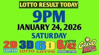 9pm Lotto Result Today Saturday pcso 2d 3d swertres ez2 January 24 2026 6d 6/42 6/55