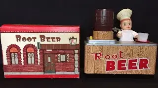 Root Beer Counter Japan Battery Operated Vintage Tin Toy, K Co., 1960s