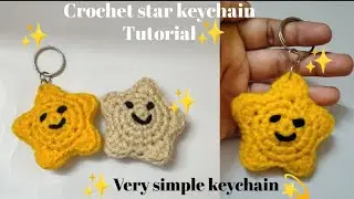 Crochet star keychain tutorial | step by step explained | simple crochet keychains #crochettutorial 