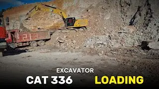 CAT 336 Excavator Loading Rocks at Quarry | Extreme Heavy Equipment in Action #excavator #foryou