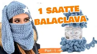 Alize Puffy ile 1 Saatte BALACLAVA Bere Yapımı / Finger Knit Balaclava / Parmak örgüsü Kar Beresi