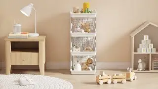 Lifewit Plastic Stackable Storage Baskets, 4 Tier Stacking Bins for Closet Wardrobe and Kitchen