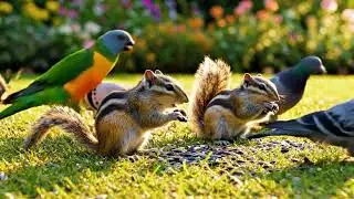 Chipmunk, Palm squirrels, Pigeons and Sparrows