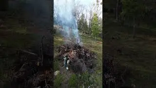 Lighting a Burn Pile using a propane torch and a leaf blower