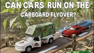 Can Cars Run on a Giant Cardboard Flyover?    DIY Challenge! @HyperPlayground #cardboardproject 