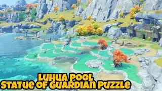Luhua Pool Guradian Statue Puzzle Solve and Chests Nearby, Luxury Chest At the End - Genshin Impact