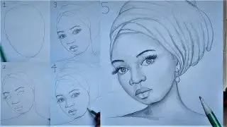 How to Draw African Girl Face , How to Draw a black Girl Step by Step