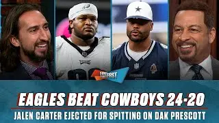 Eagles beat Cowboys, Brou grades Dallas, Jalen Carter&rsquo;s &lsquo;Spitgate&rsquo; concerning? | FIRST THINGS FIRST