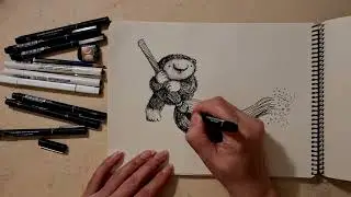 Inktober2025/Day10/sweep#inktober,#sweep,#baby,#cutebear,#drawing,#tutorial,#sketch,#cinderella,#ink