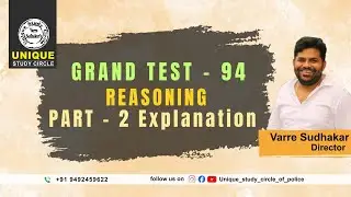 Unique Study Circle SI & Constable Institute | GRAND TEST-94 Reasoning Explanation Part-2