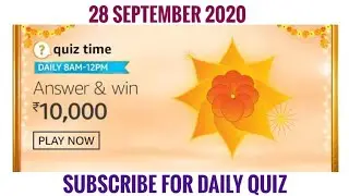 Amazon Quiz Answers Today | Win 10000 Amazon Pay Balance | 28 September 2020