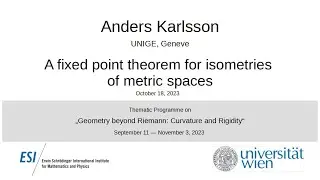 Anders Karlsson - A fixed point theorem for isometries of metric spaces