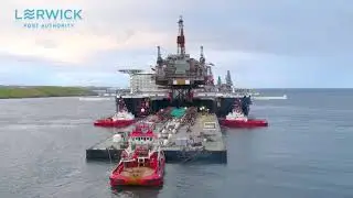 Ninian Northern transfer from Pioneering Spirit to Iron Lady at Dales Voe, Lerwick Harbour.