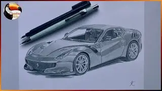 How to draw - Ferrari (Realistic Pencil Drawing/ Desenho Realista a L&aacute;pis)