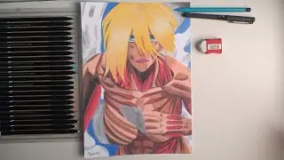 Drawing - Female Titan  (First Semi Realism) (Attack On Titan)