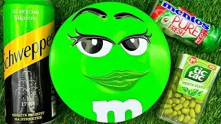 Satisfying Video | Unpacking 1 Rainbow M&M'S Containers with Color Candy ASMR green