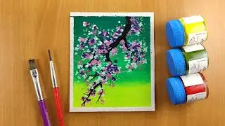 Easy painting ideas / Cherry Blossom branch / Acrylic painting for beginners