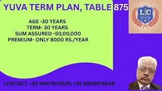 LIC YUVA TERM PLAN TABLE 875